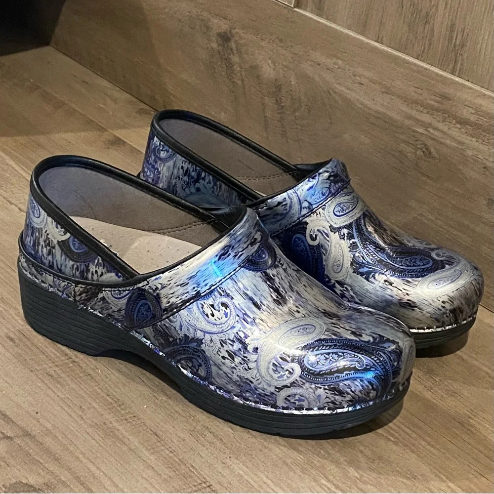 Dansko Blue Paisley Clogs - Picture 2 of 6
